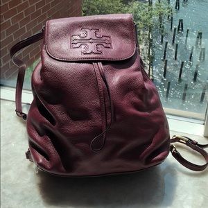Tory Burch Burgundy Leather Backpack